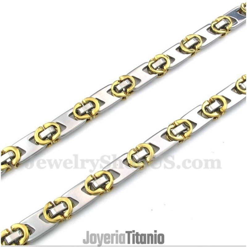 Collar De Media Luna De Titanio Y Oro Para Hombre