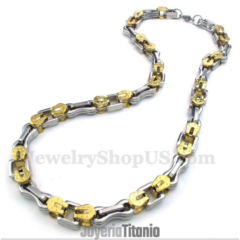 Collar De Titanio Y Oro En Capas Para Hombre Collar De Titanio Y Oro En Capas Para Hombre