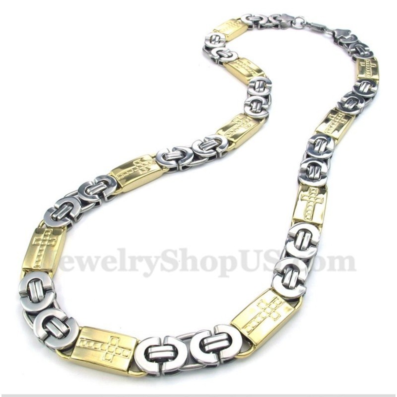 Collar De Cruz De Oro Y Titanio Para Hombre Collar De Cruz De Oro Y Titanio Para Hombre