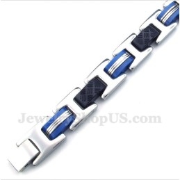 Pulsera De Caucho Azul Y Negro De Titanio Para Hombre