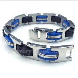 Pulsera De Caucho Azul Y Negro De Titanio Para Hombre
