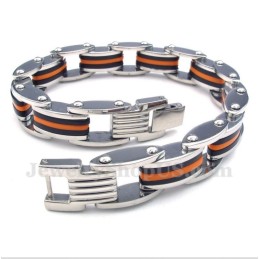 Pulsera De Caucho Negro Y Titanio Para Hombre