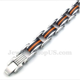 Pulsera De Caucho Negro Y Titanio Para Hombre