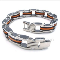 Pulsera De Caucho Negro Y Titanio Para Hombre