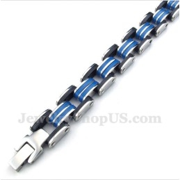 Pulsera De Caucho Azul Y Negro De Titanio Para Hombre