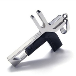 Colgante De Titanio Con La Cruz De Jesús "Te Amo" (Negro)