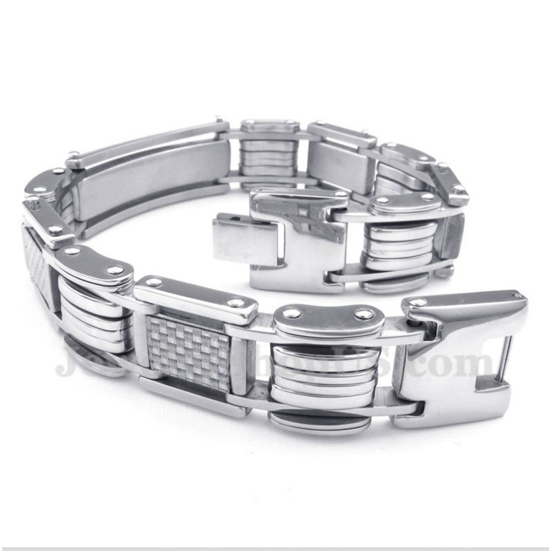 Pulsera De Fibra De Carbono Blanca De Titanio Para Hombre