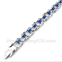 Pulsera De Cadena De Bicicleta De Caucho Azul Y Titanio Para Hombre