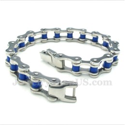 Pulsera De Cadena De Bicicleta De Caucho Azul Y Titanio Para Hombre