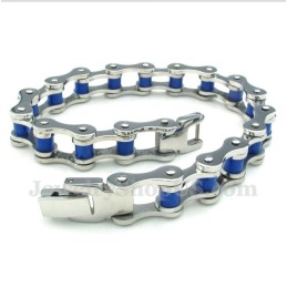 Pulsera De Cadena De Bicicleta De Caucho Azul Y Titanio Para Hombre