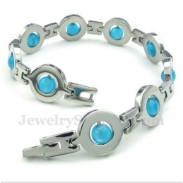 Pulsera De Cuentas Redondas De Titanio Azul Para Hombre