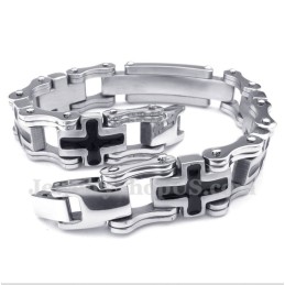 Pulsera De Titanio Con Cruz Negra Para Hombre