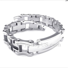 Pulsera De Titanio Con Cruz Negra Para Hombre