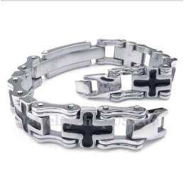 Pulsera De Titanio Con Cruz Negra Para Hombre