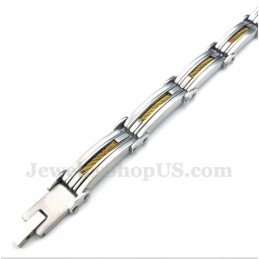 Pulsera De Cable De Titanio Y Oro Para Hombre