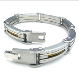 Pulsera De Cable De Titanio Y Oro Para Hombre
