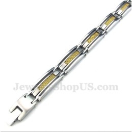 Pulsera De Cable De Titanio Y Oro Para Hombre