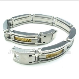 Pulsera De Cable De Titanio Y Oro Para Hombre