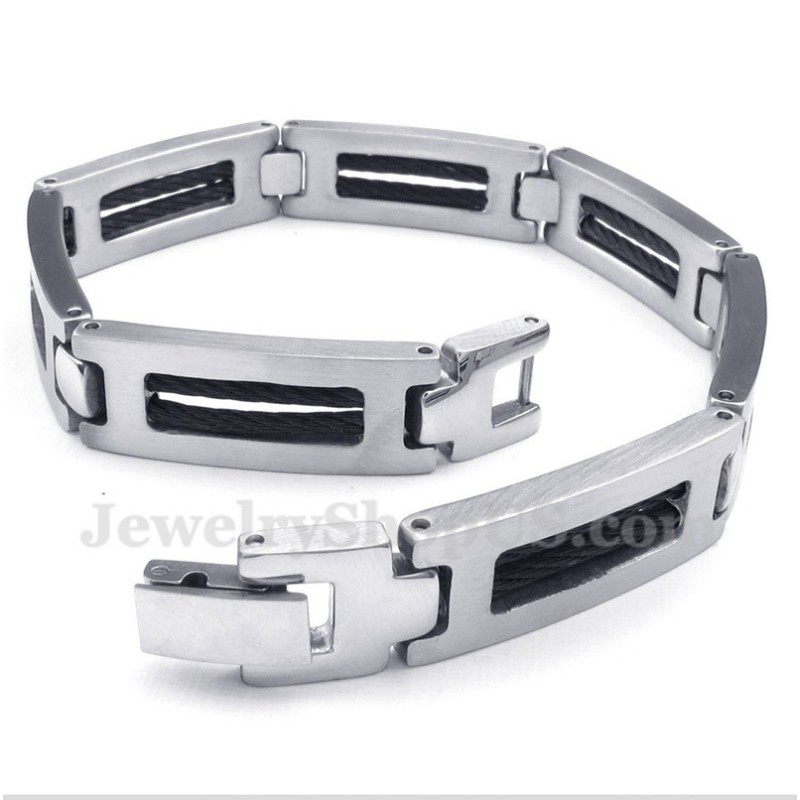 Pulsera De Cable De Titanio Negro Para Hombre