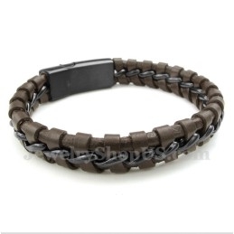Pulsera De Cuero De Titanio Para Hombre