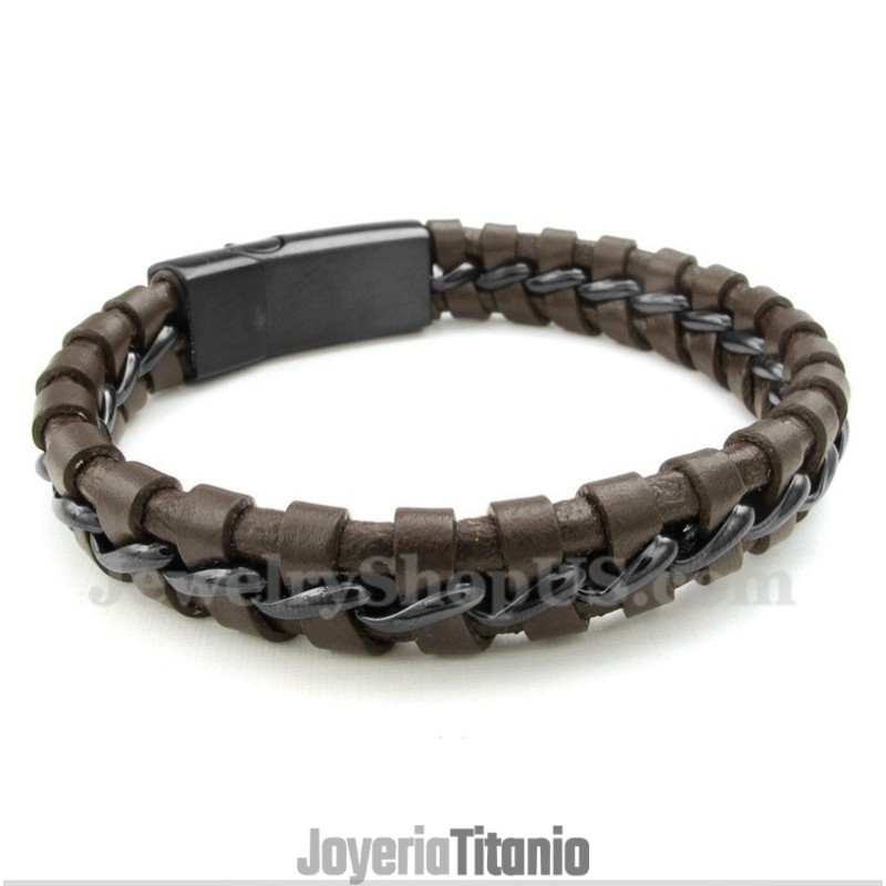 Pulsera De Cuero De Titanio Para Hombre Pulsera De Cuero De Titanio Para Hombre