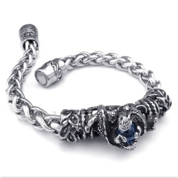 Pulsera De Diamantes Azules Fundidos En Titanio Para Hombre
