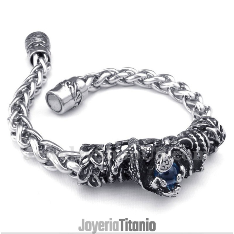Pulsera De Diamantes Azules Fundidos En Titanio Para Hombre Pulsera De Diamantes Azules Fundidos En Titanio Para Hombre