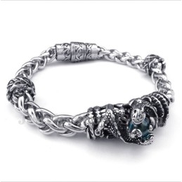 Pulsera De Diamantes Azules Fundidos En Titanio Para Hombre