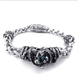 Pulsera De Diamantes Azules Fundidos En Titanio Para Hombre