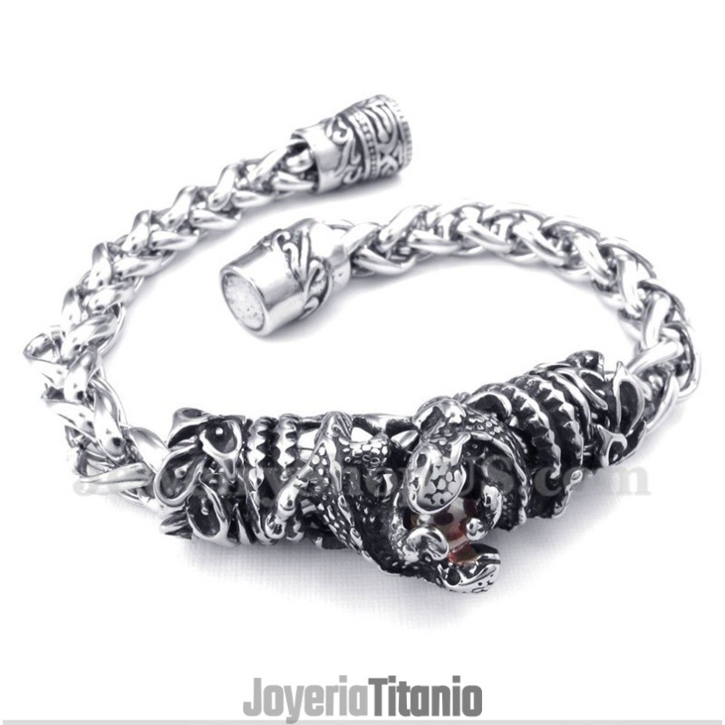 Pulsera De Diamantes Rojos Fundidos En Titanio Para Hombre Pulsera De Diamantes Rojos Fundidos En Titanio Para Hombre