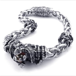 Pulsera De Diamantes Rojos Fundidos En Titanio Para Hombre