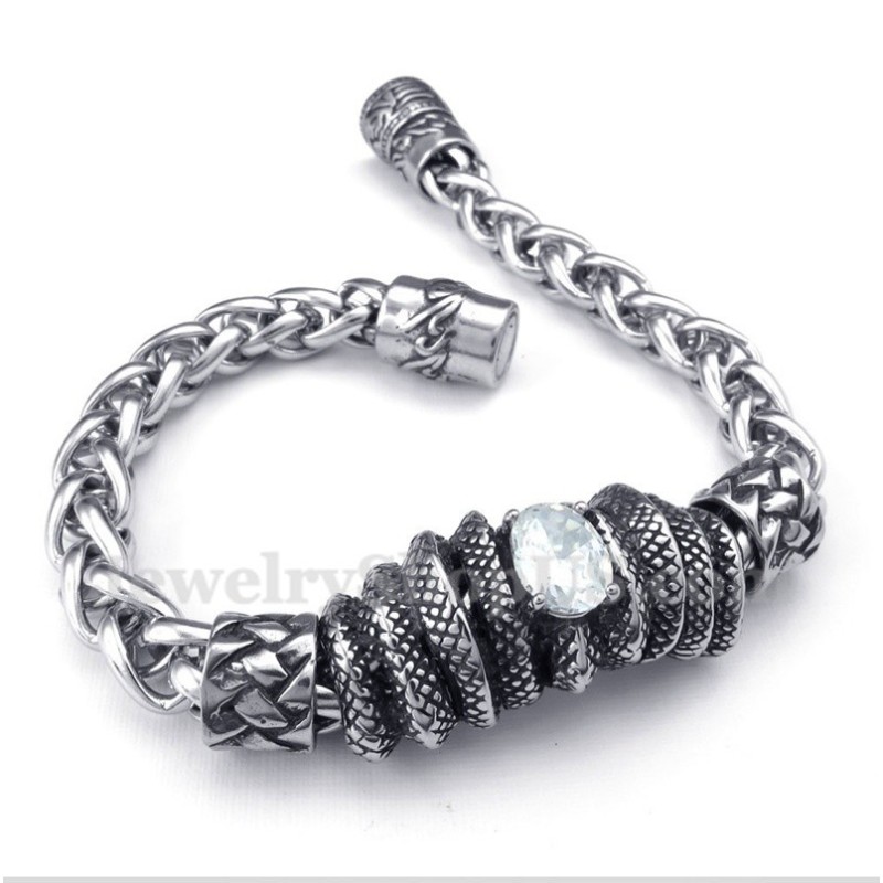 Pulsera De Diamantes Blancos Fundidos En Titanio Para Hombre