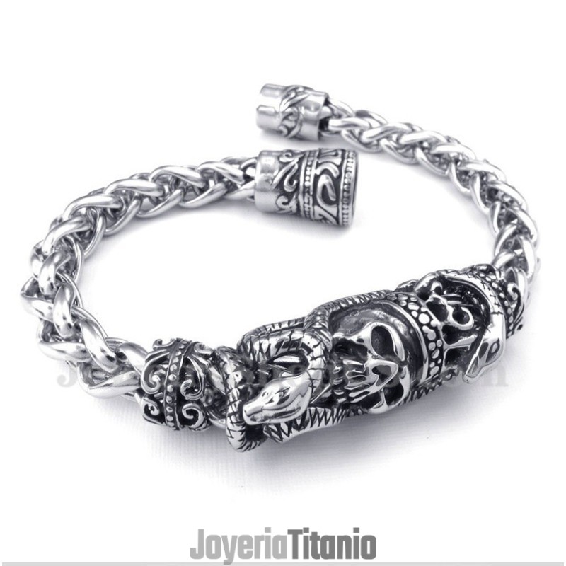 Pulsera De Calavera De Titanio Fundido Para Hombre Pulsera De Calavera De Titanio Fundido Para Hombre
