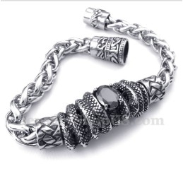 Pulsera De Diamantes Negros Fundidos En Titanio Para Hombre