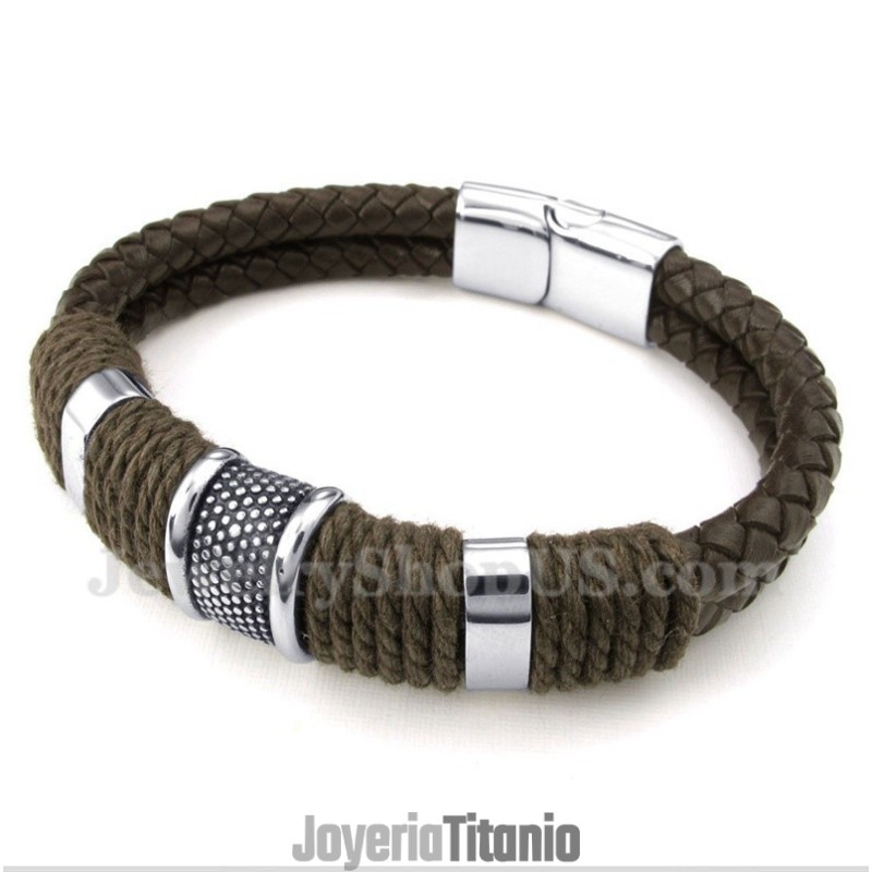 Pulsera De Cuero De Titanio Para Hombre Pulsera De Cuero De Titanio Para Hombre