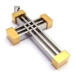 Nuevo Colgante De Titanio Con Cruz Tejida (Dorado)