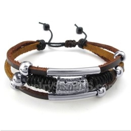 Pulsera De Cuero De Titanio Para Hombre