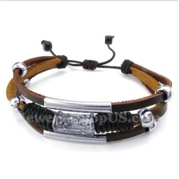 Pulsera De Cuero De Titanio Para Hombre