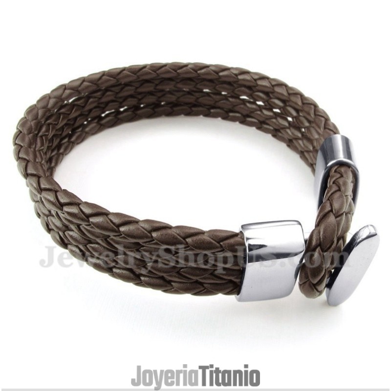 Pulsera De Cuero De Titanio Para Hombre