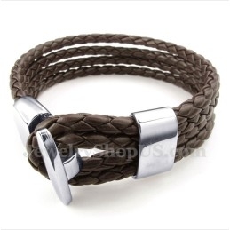 Pulsera De Cuero De Titanio Para Hombre