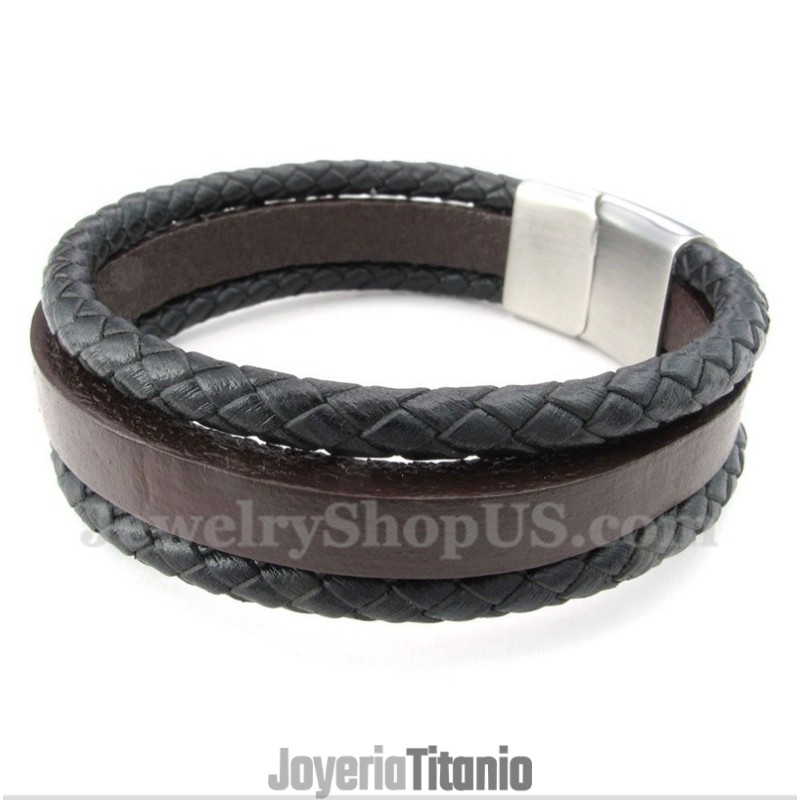 Pulsera De Cuero De Titanio Para Hombre