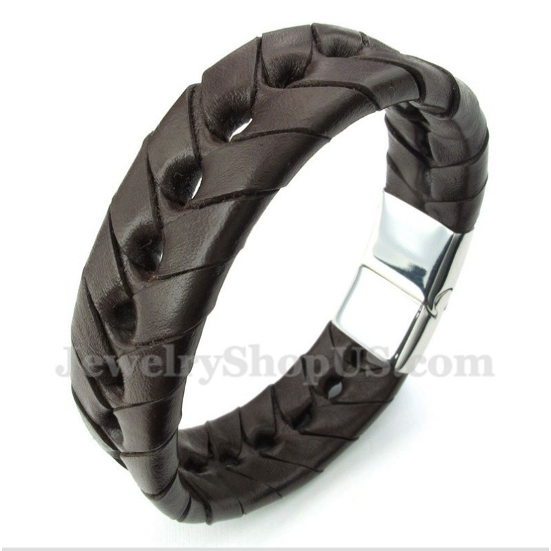 Pulsera De Cuero De Titanio Para Hombre