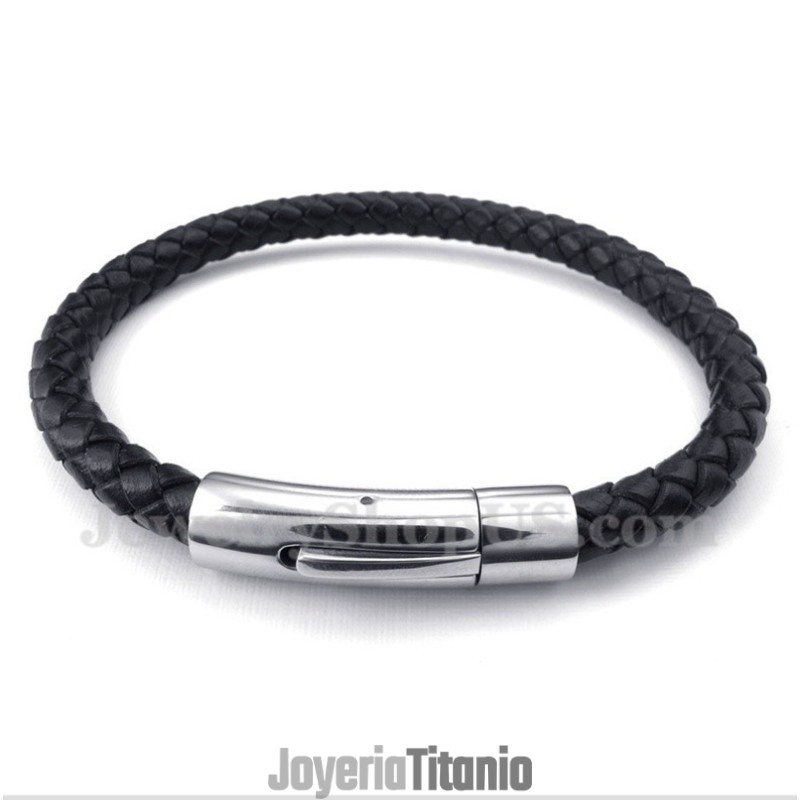Pulsera De Cuero De Titanio Para Hombre