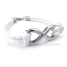 Pulsera De Cuero Con Símbolo De Infinito De Titanio Para Hombre
