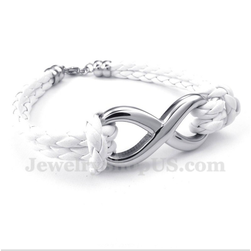 Pulsera De Cuero Con Símbolo De Infinito De Titanio Para Hombre Pulsera De Cuero Con Símbolo De Infinito De Titanio Para Hombre