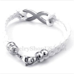 Pulsera De Cuero Con Símbolo De Infinito De Titanio Para Hombre