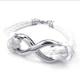 Pulsera De Cuero Con Símbolo De Infinito De Titanio Para Hombre