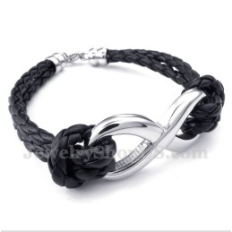 Pulsera De Cuero Con Símbolo De Infinito De Titanio Para Hombre
