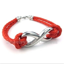 Pulsera De Cuero Con Símbolo De Infinito De Titanio Para Hombre