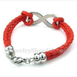 Pulsera De Cuero Con Símbolo De Infinito De Titanio Para Hombre
